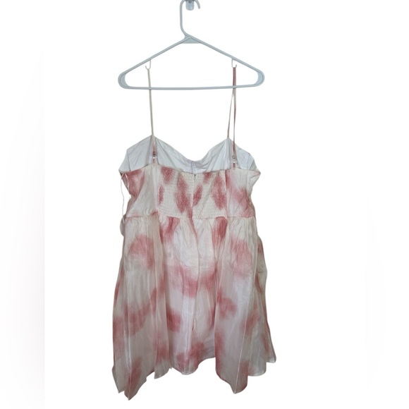 Freesia Chiffon Bustier Mini Dress Size XL Pink Ivory Spaghetti Straps NEW - Picture 7 of 15